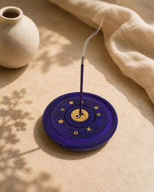 Podstawka pod kadzidełka z drewna Mango - Yin Yang 7cm
