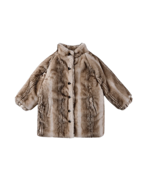 Donsje - płaszczyk Mila Soft Taupe Striped Teddy