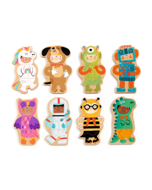 Djeco - drewniane puzzle magnetyczne Kostiumy