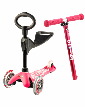 Micro - hulajnoga z siedziskiem Mini 3w1 Deluxe Pink