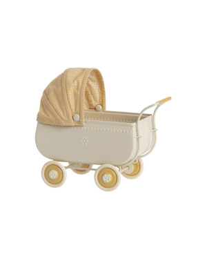 Maileg - metalowy wózek dla myszek 15cm - Micro pram Yellow