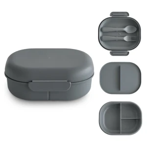 Mushie - lunchbox ze sztućcami Smoke