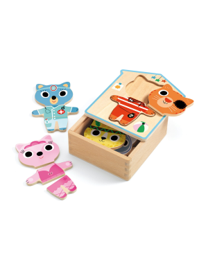 Djeco - drewniane puzzle przebieranki