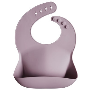 Mushie - śliniak silikonowy z kieszonką Pale Mauve