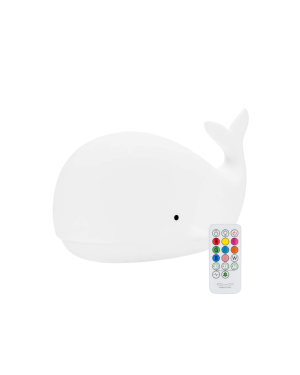 Rabbit & Friends - wieloryb lampka silikonowa z pilotem biała