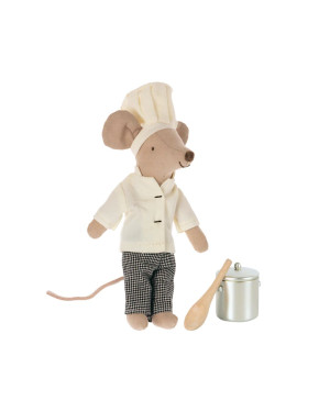 Maileg - myszka szef kuchni z garnkiem i łyżką Chef mouse