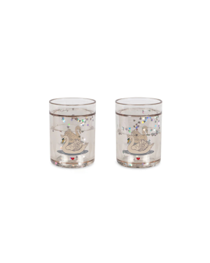 Konges Sløjd - kubek dla dziecka 2 sztuki Glitter Cups Swan Off White