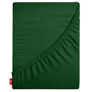 OUTLET Prześcieradło z gumką na wysoki materac 160x200 cm bawełna, butelkowa zieleń