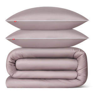 Pościel satynowa 200x220 cm + 2x 70x80 cm chłodny róż - 100% bawełna premium
