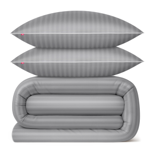 Pościel adamaszkowa 200x220 cm + 2x 70x80 cm szara - 100% bawełna premium