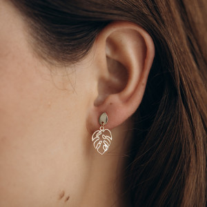 Kolczyki pozłacane monstera mała