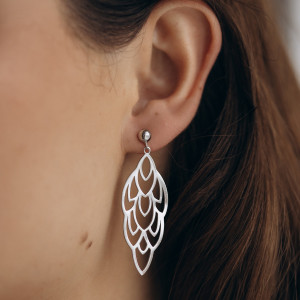 Kolczyki srebrne długi liść