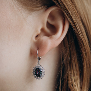 Kolczyki srebrne długie z kryształem