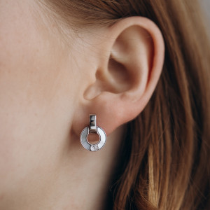 Kolczyki srebrne z cyrkonią i emalią