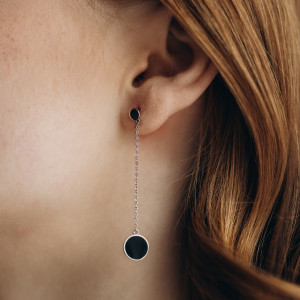 Kolczyki srebrne długie z kamieniem