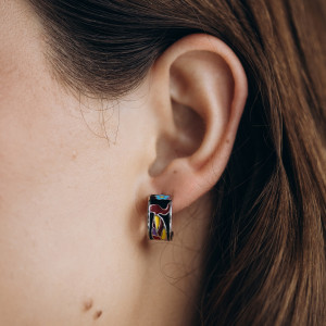 Kolczyki srebrne z emalią