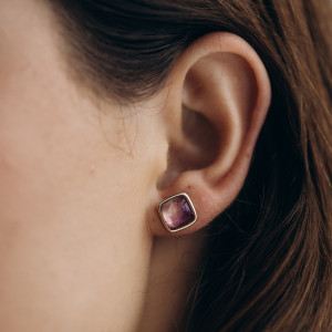 Kolczyki pozłacane z fioletowym ametystem