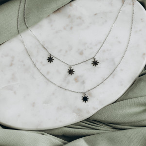 Naszyjnik srebrny podwójny z gwiazdami