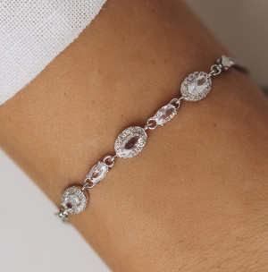 Bransoletka srebrna z kryształami