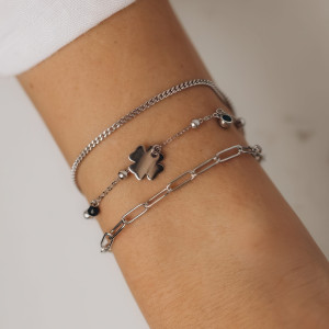 Bransoletka srebrna potrójna z koniczyną