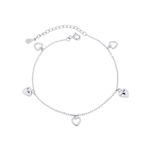 Bransoletka srebrna z sercami