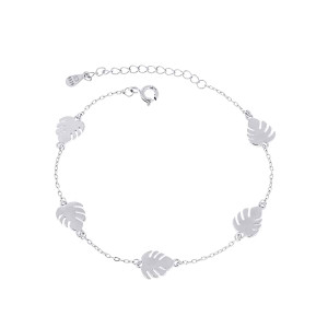 Bransoletka srebrna liście monstery