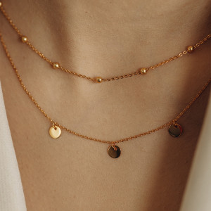 Naszyjnik pozłacany podwójny z zawieszkami