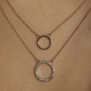 Naszyjnik pozłacany dwuwarstwowy z kółkami