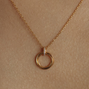 Naszyjnik pozłacany kółka potrójne