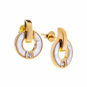 Kolczyki pozłacane z masą perłową