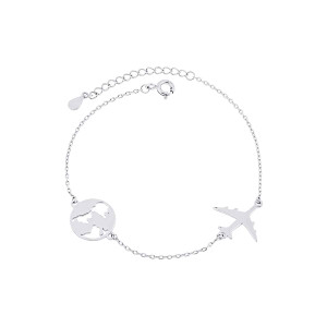 Bransoletka srebrna z ziemią i samolotem