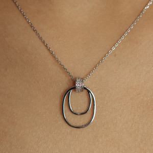 Naszyjnik srebrny z podwójną owalną zawieszką