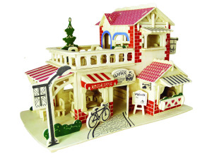 Romantyczna kawiarnia składanka drewniana puzzle 3d