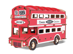 Brytyjski autobus piętrowy składanka drewniana puzzle 3D