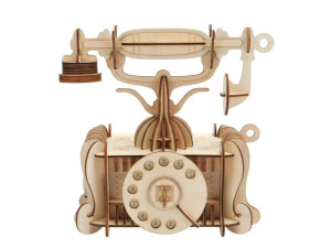 Staromodny telefon składanka drewniana puzzle 3D