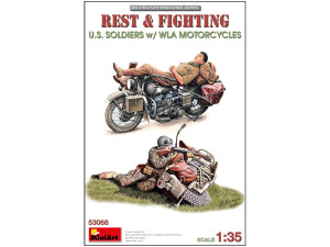 Figurki Rest & Fighting U.S. Soldiers w/WLA Motorcycles