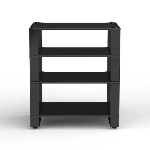 Blok Stax 2g Med 4 Hyller - Sort Piano Med Hyller I Sort Glass