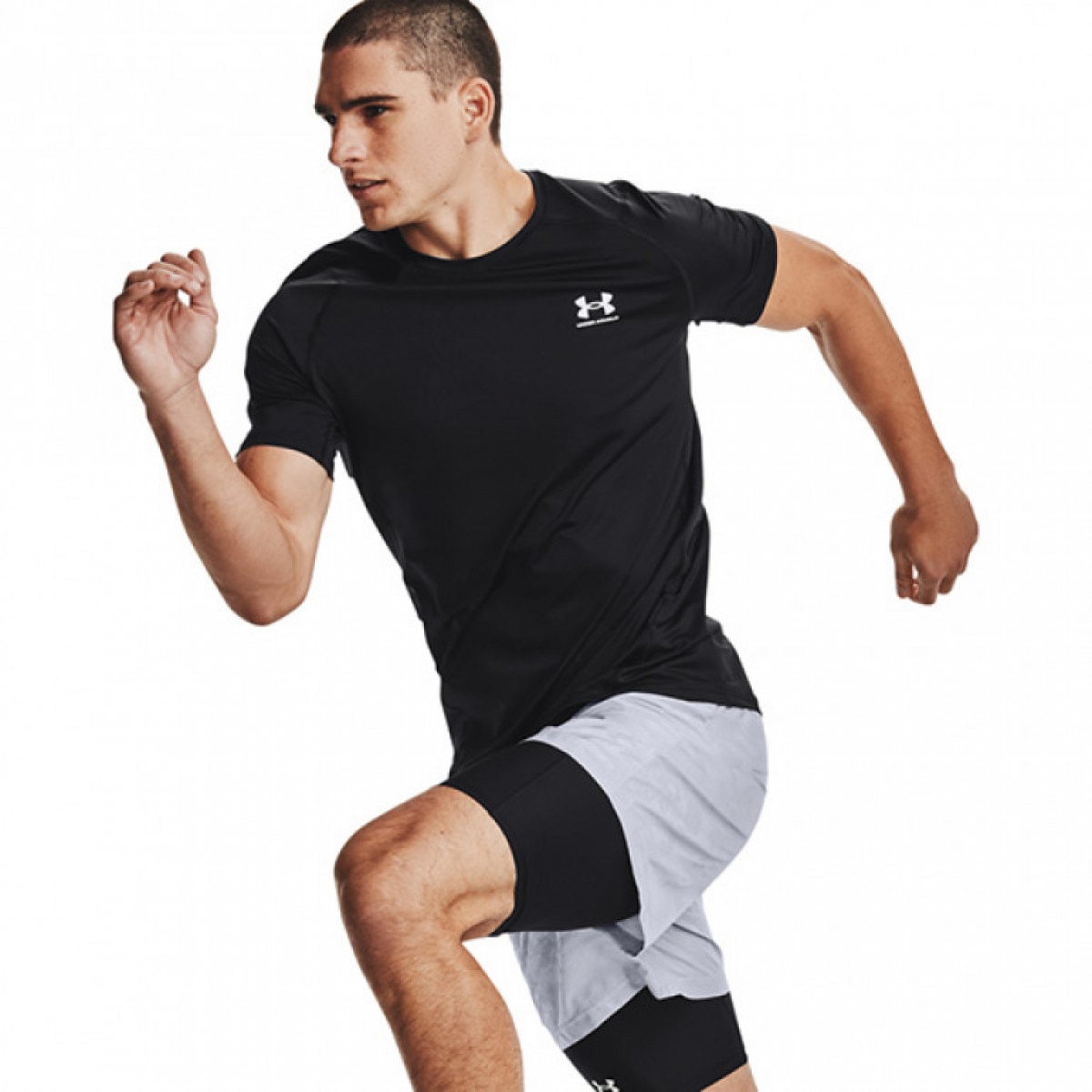 Męska koszulka treningowa UNDER ARMOUR HG Armour Fitted SS - czarna