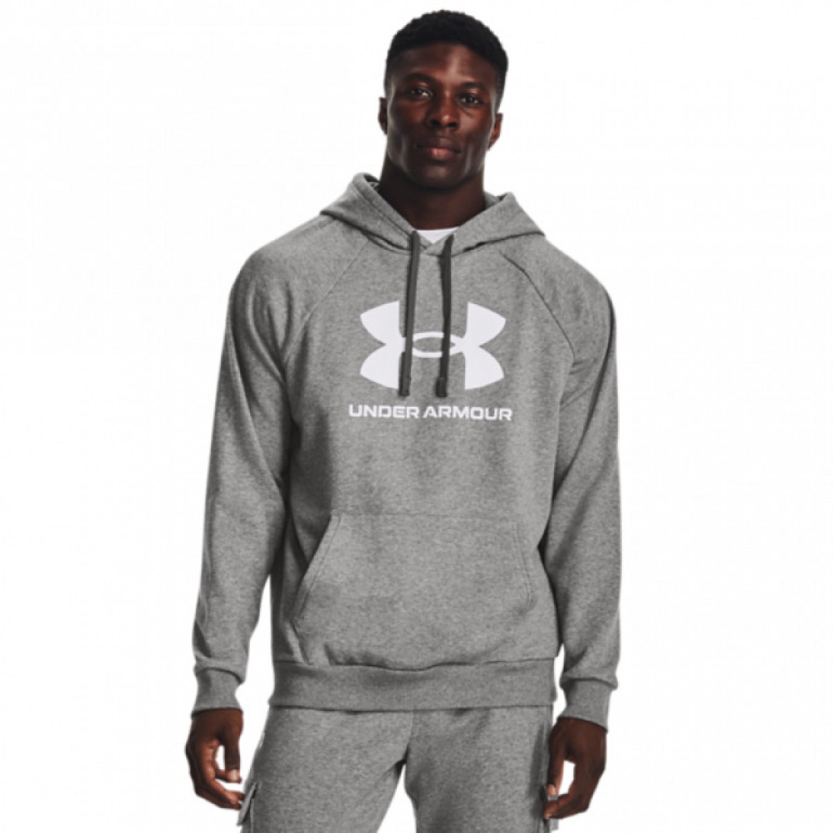 Męska bluza dresowa nierozpinana z kapturem Under Armour UA Rival Fleece Logo HD - szara