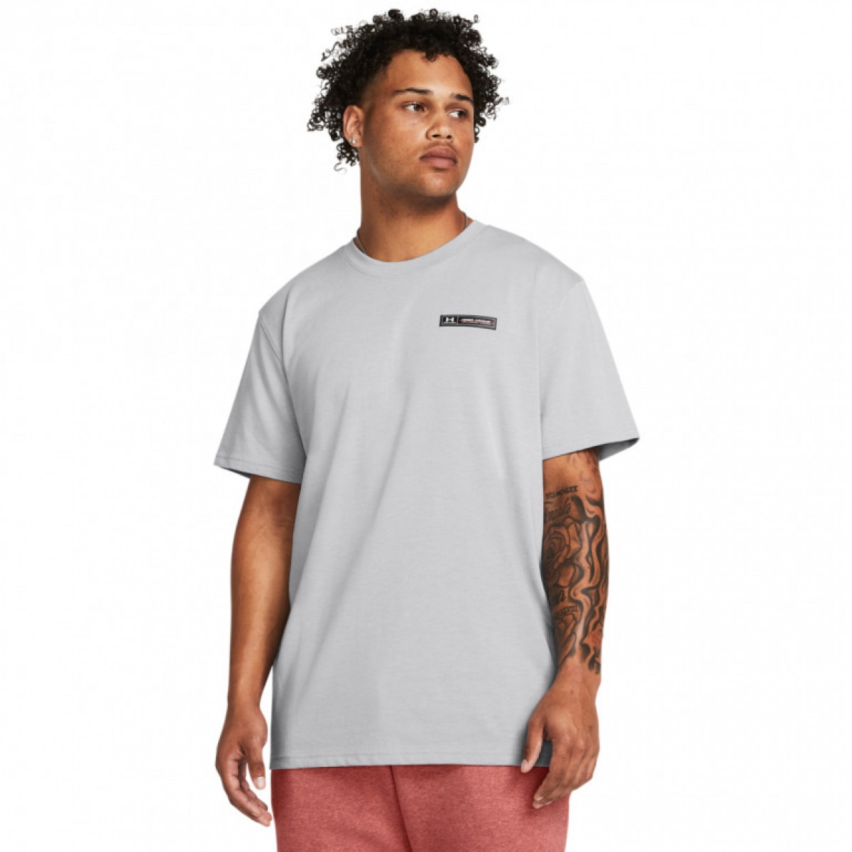 Męski t-shirt z nadrukiem Under Armour UA HW Armour Label SS - szary
