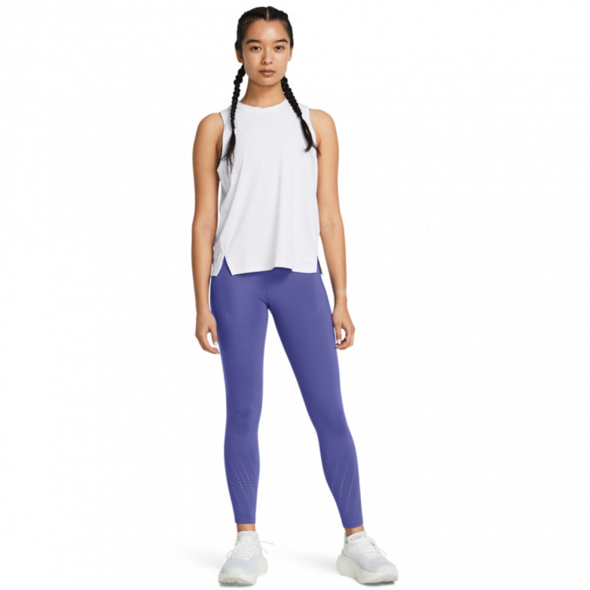 Damskie legginsy do biegania Under Armour UA Launch Elite Ankle Tights - fioletowe