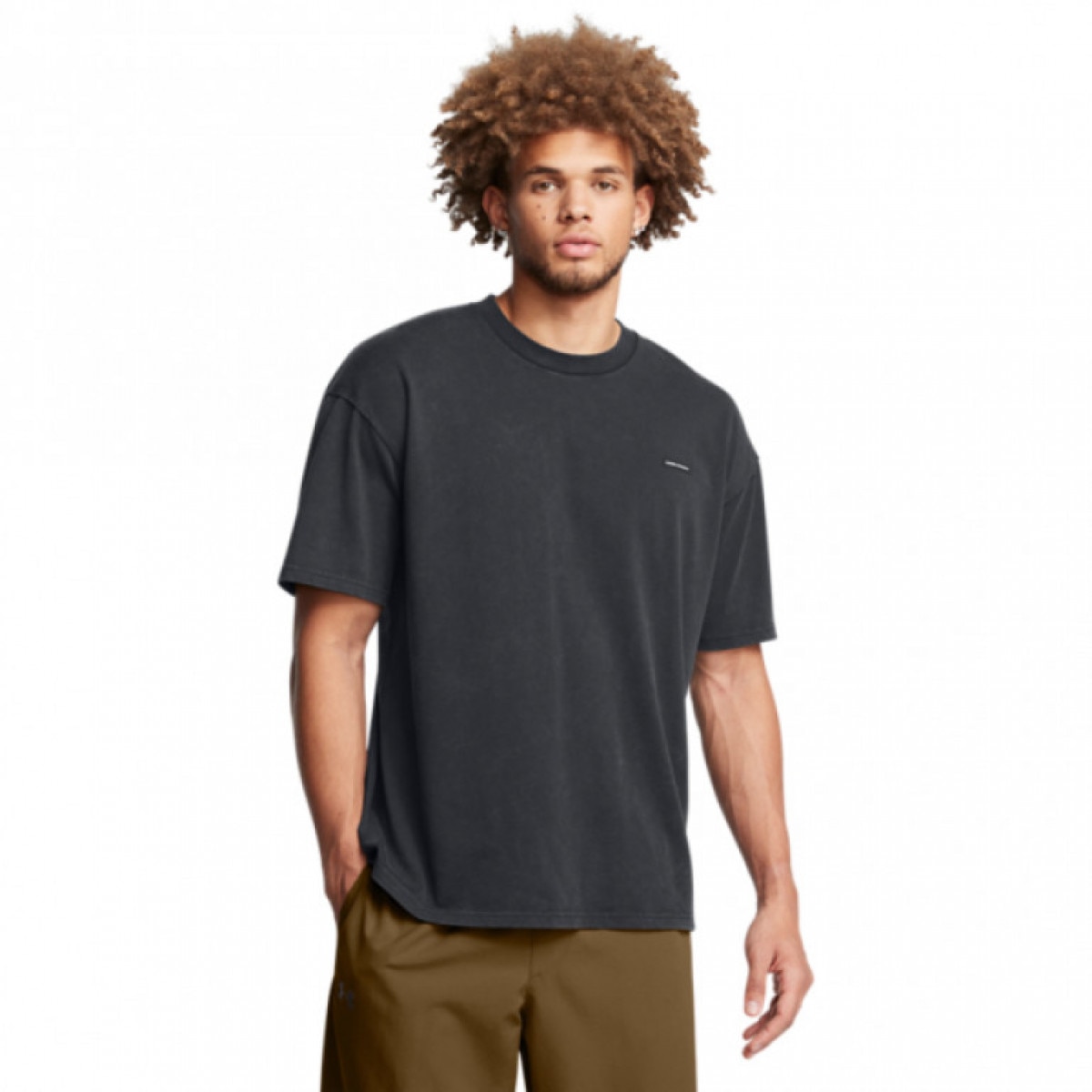 Męski t-shirt z nadrukiem Under Armour UA M Hw Os Logo Wash Ss - czarny