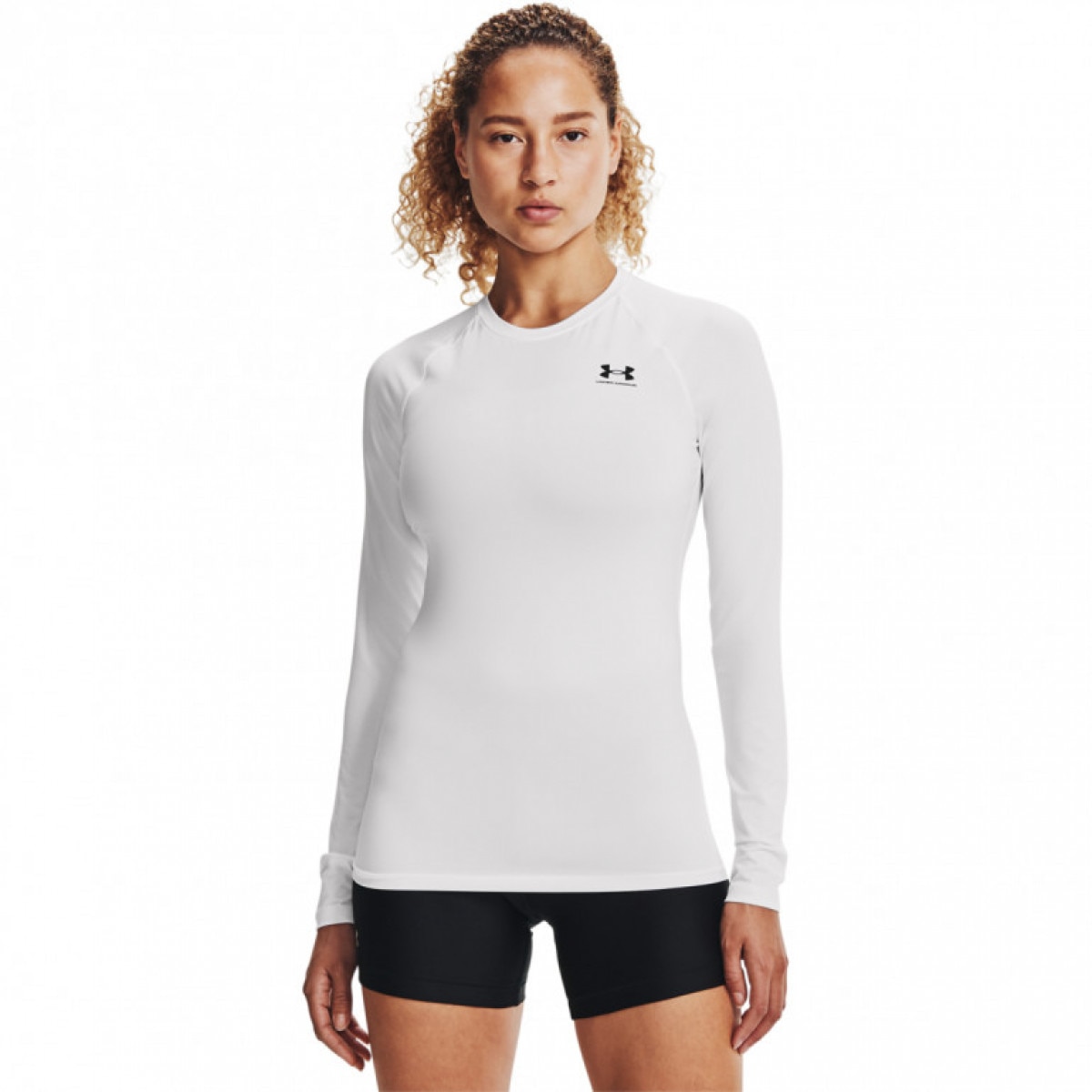 Damski longsleeve treningowy Under Armour UA HG Authentics Comp LS - biały