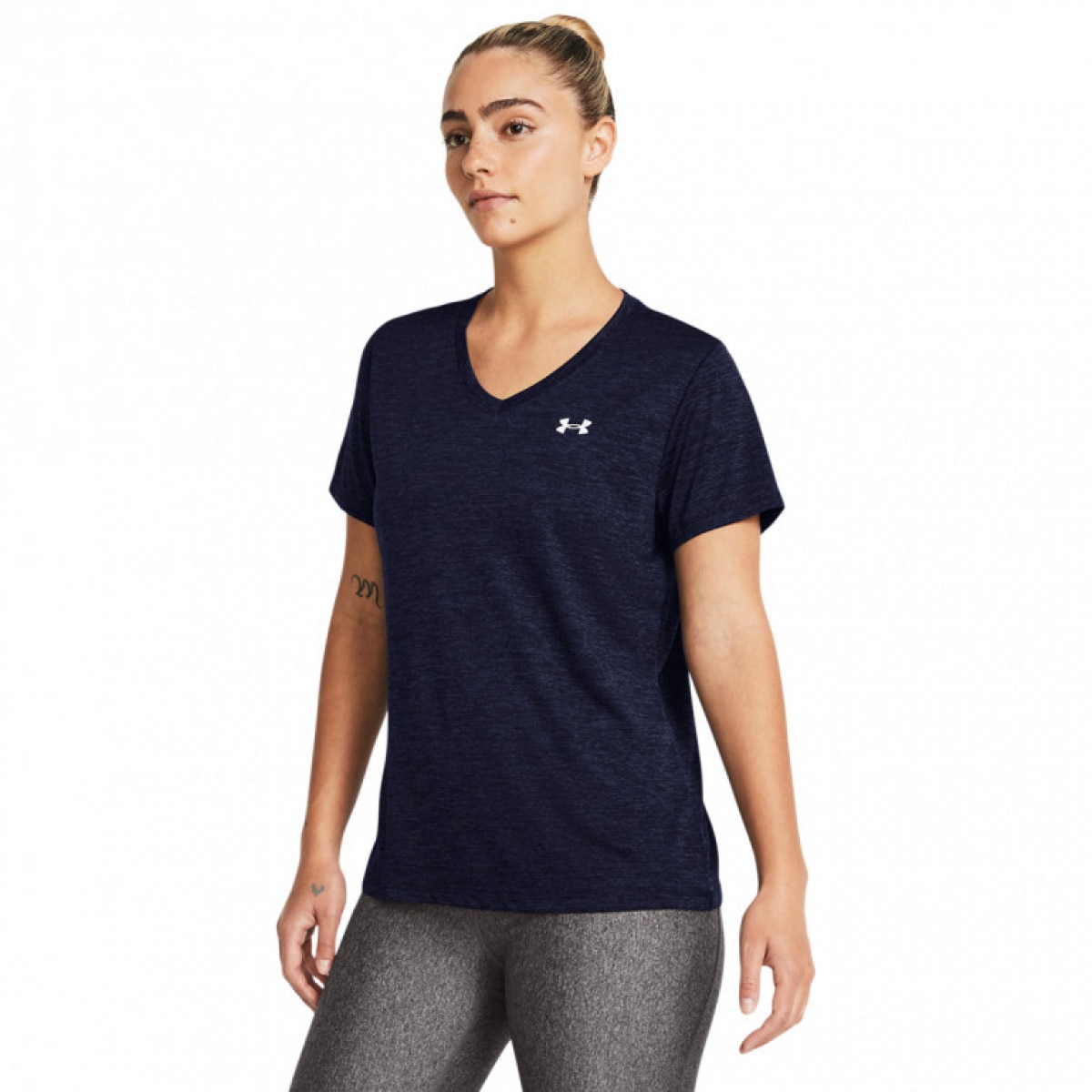 Damska koszulka treningowa Under Armour Tech SSV- Twist - granatowa