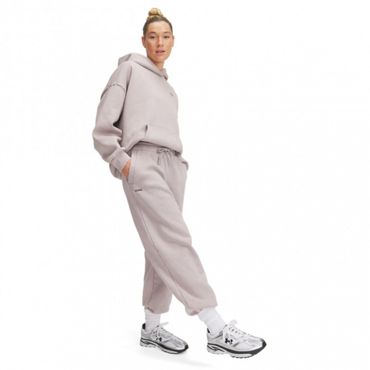 Damskie spodnie dresowe Under Armour UA Icon Hwt Flc Os Pant - beżowe