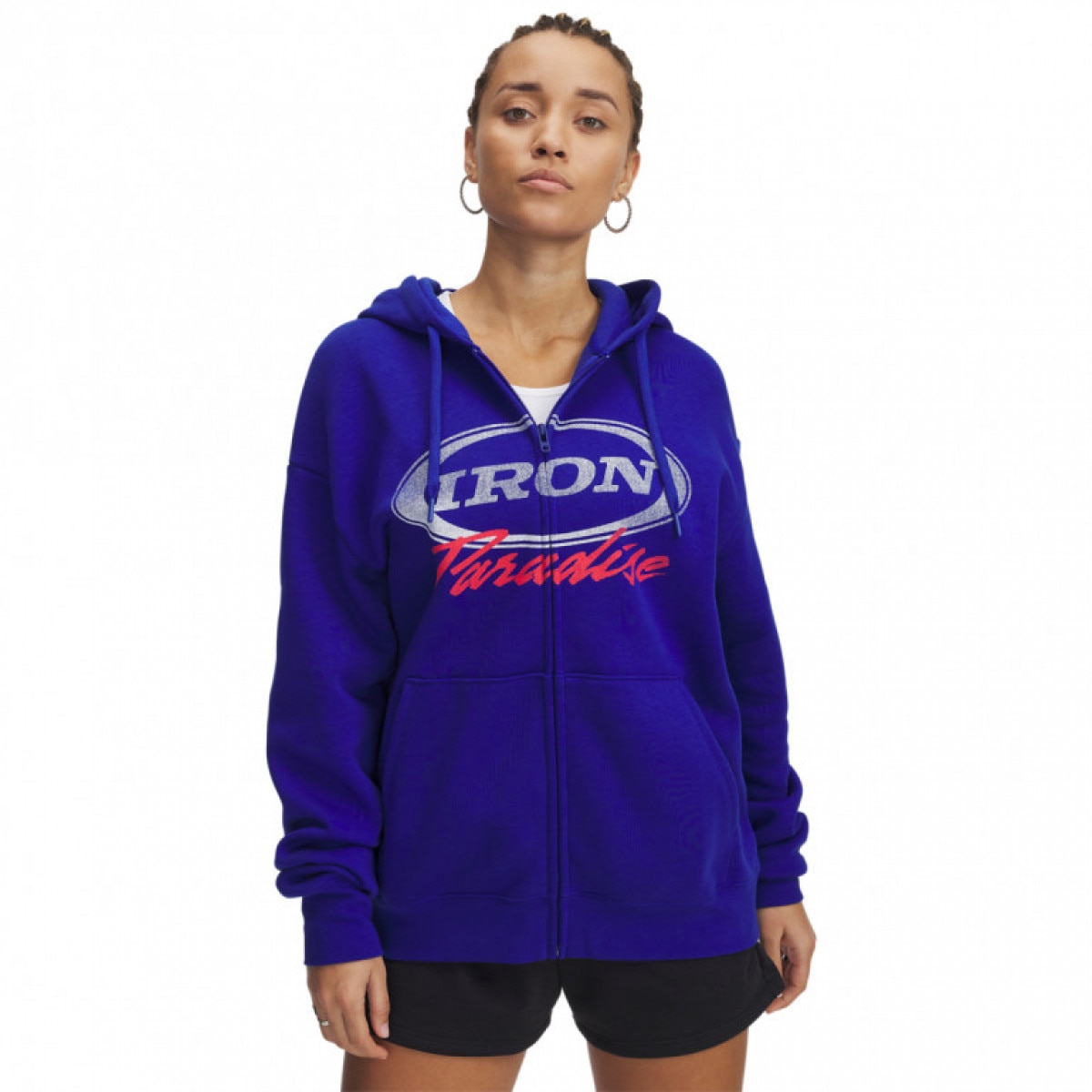 Damska bluza dresowa rozpinana z kapturem Under Armour Project Rock Iron Paradise - niebieska