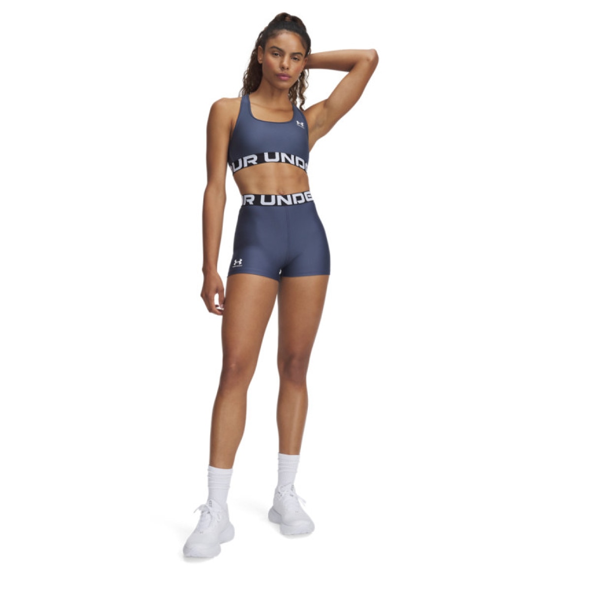 Damskie legginsy krótkie treningowe Under Armour UA Hg Authentics Shorty  - szare