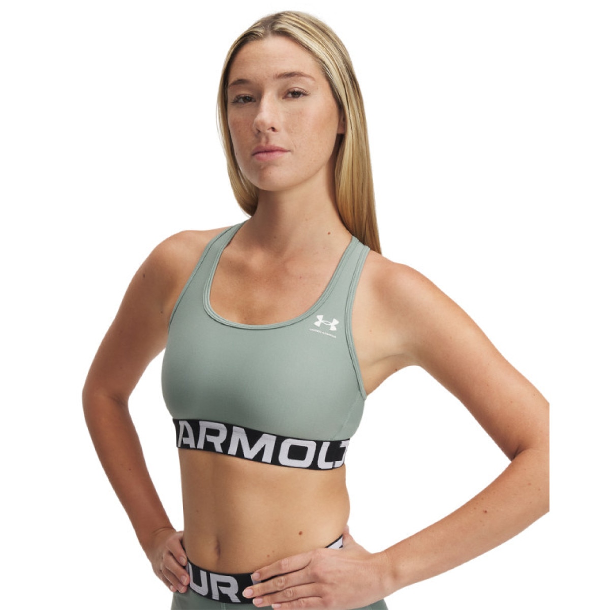 Biustonosz treningowy Under Armour UA Hg Authentics Mid Branded - zielony