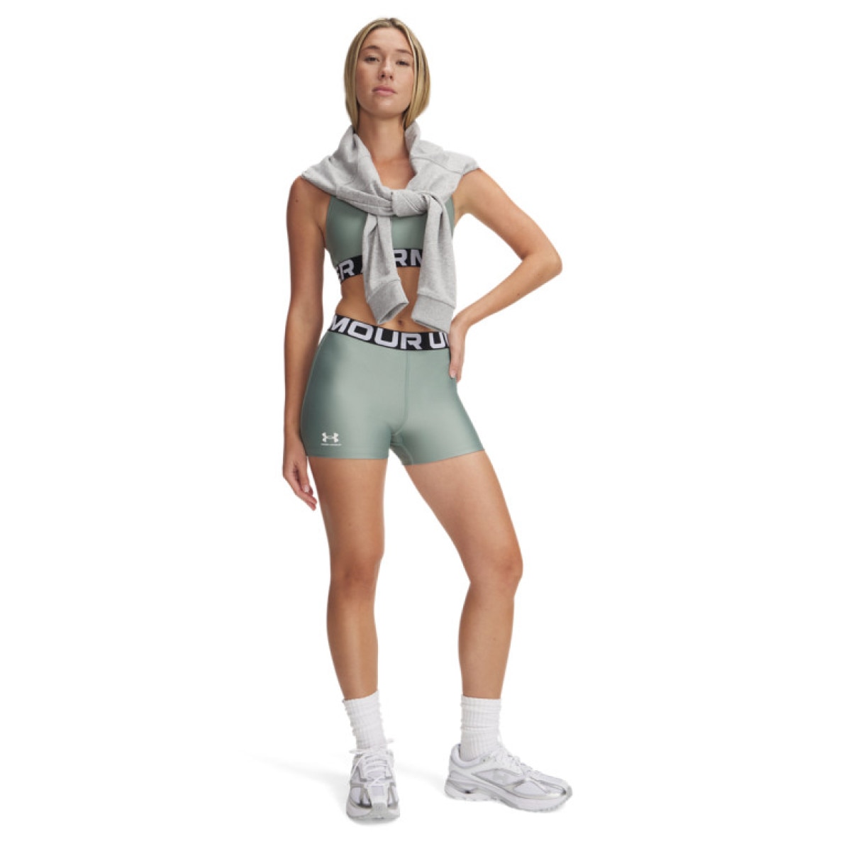 Damskie legginsy krótkie treningowe Under Armour UA Hg Authentics Shorty  - zielone