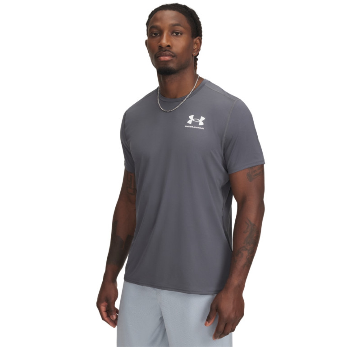 Męska koszulka treningowa Under Armour UA Heatgear Fitted SS - szara